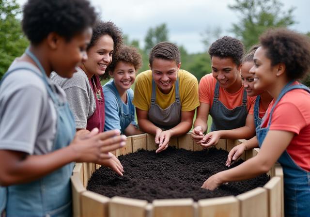 Group of people learning about soil health